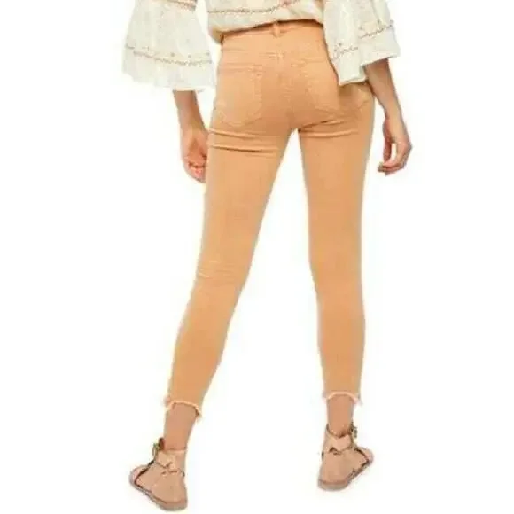 Free People Women's Wild Child Raw-Hem Skinny Jeans Light Brown Size 24, $78 NWT - Picture 4 of 5
